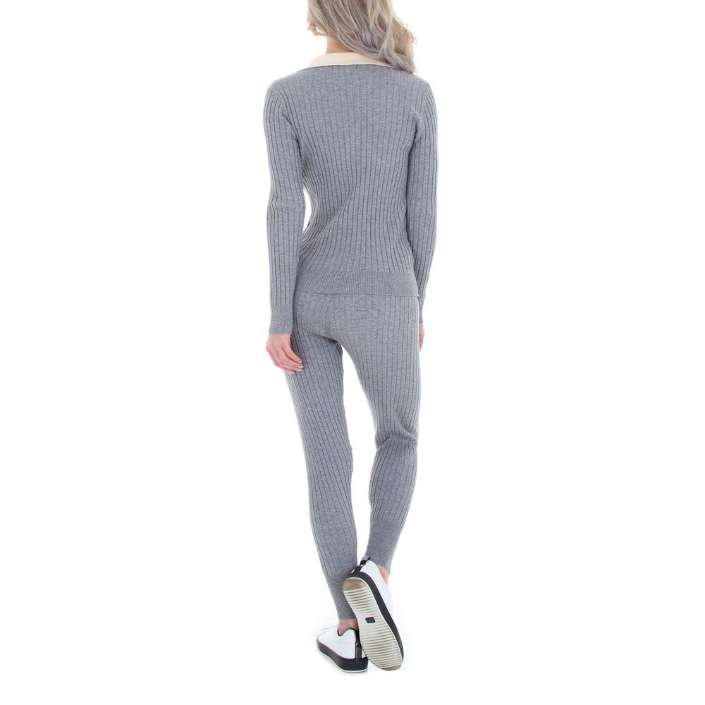 Ital-Design Freizeitanzug Damen Freizeit, Stretch Jogging- & Freizeitanzug in Grau