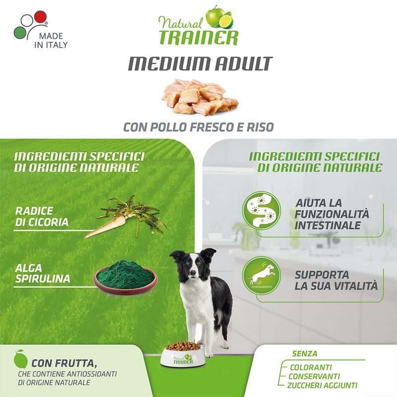 Natural Trainer Adult Medium mit Huhn, Reis und Aloe vera