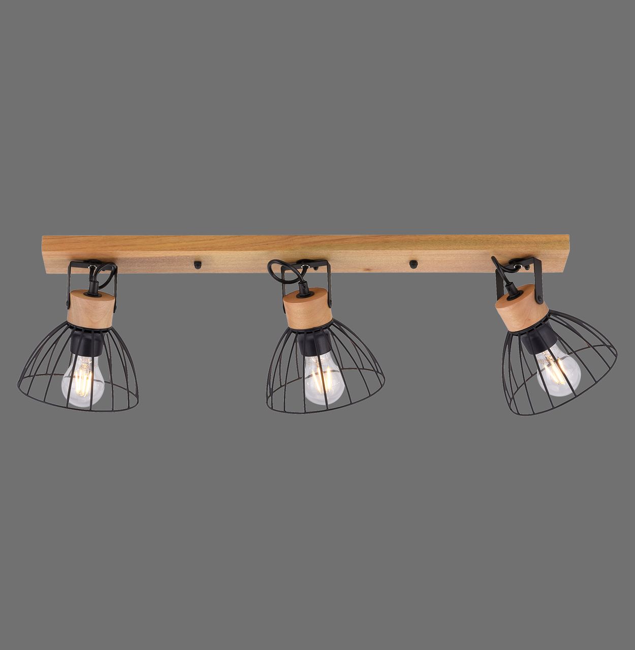 JUST LIGHT LeuchtenDirekt LAMI, Wand- und Deckenleuchte, 3-flammig, E27, 25Watt, Metallschirm, schwarz
