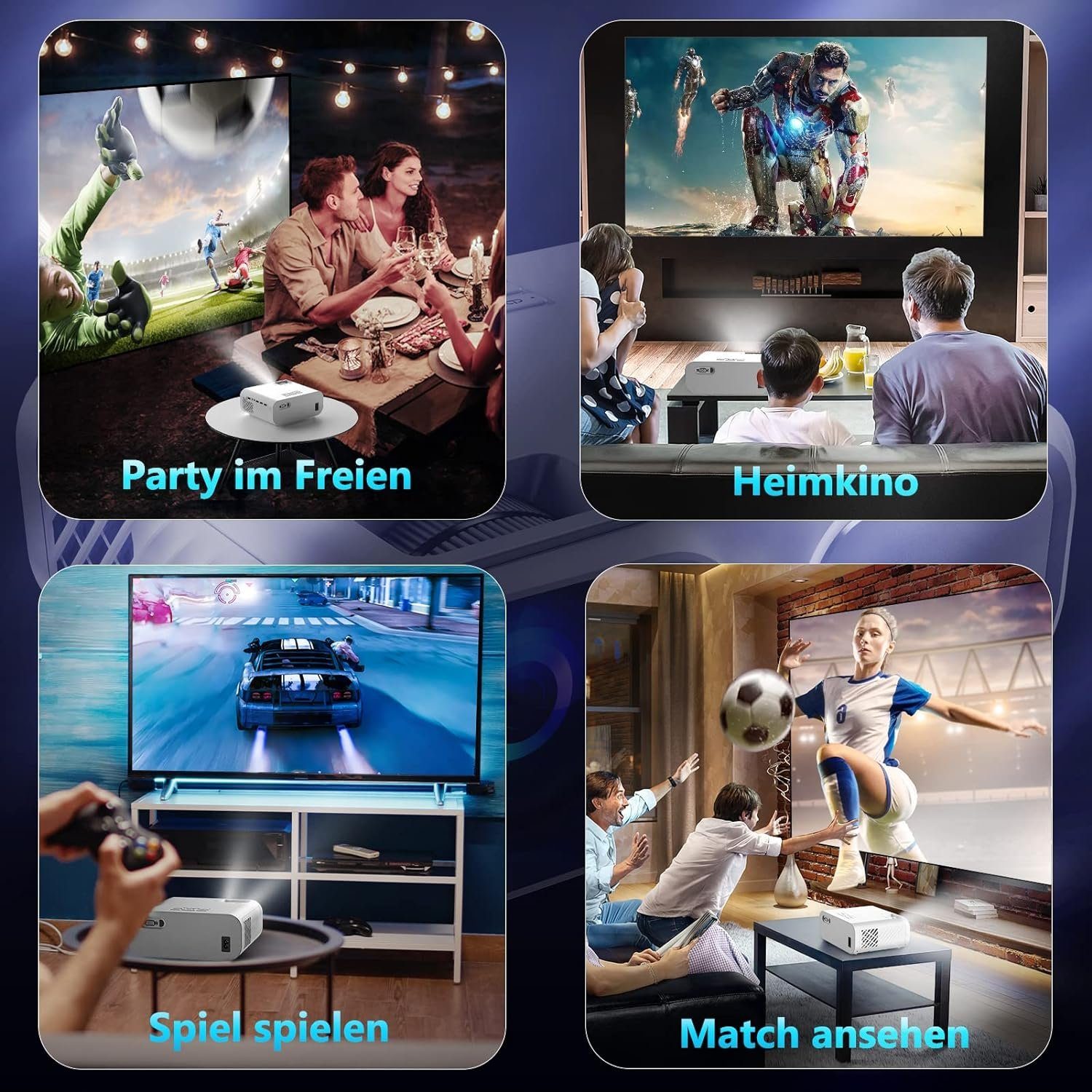 Hojocojo Portabler Projektor (9800 lm, 1080P px, 5G WLAN & Bluetooth 5.1 Full HD S21 Projektor mit 300 Riesenbildschirm)