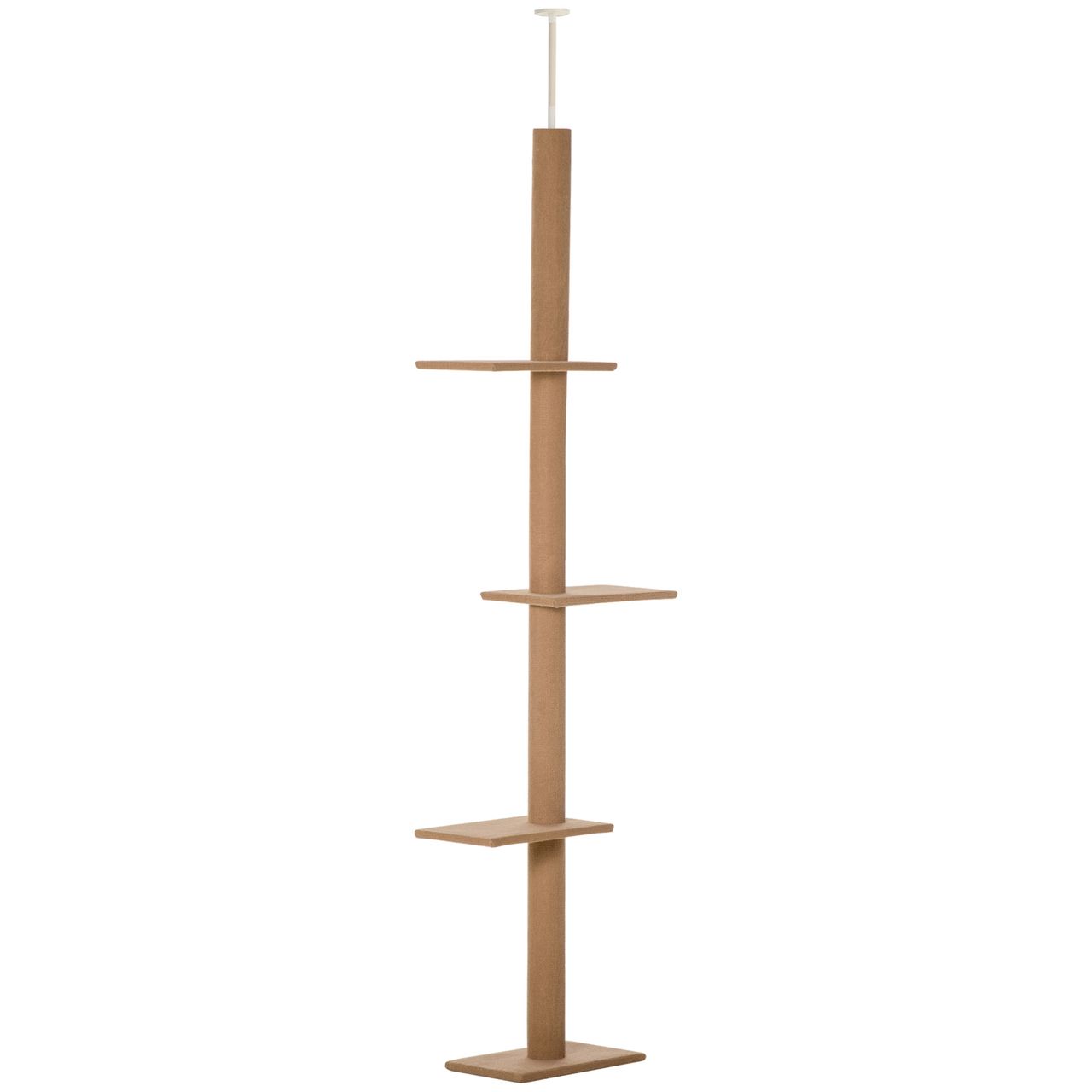 PawHut Kratzbaum Katzenbaum Kletterbaum für Katzen Höhenverstellbar Spielbaum Hellbraun 43x27x228-260 cm