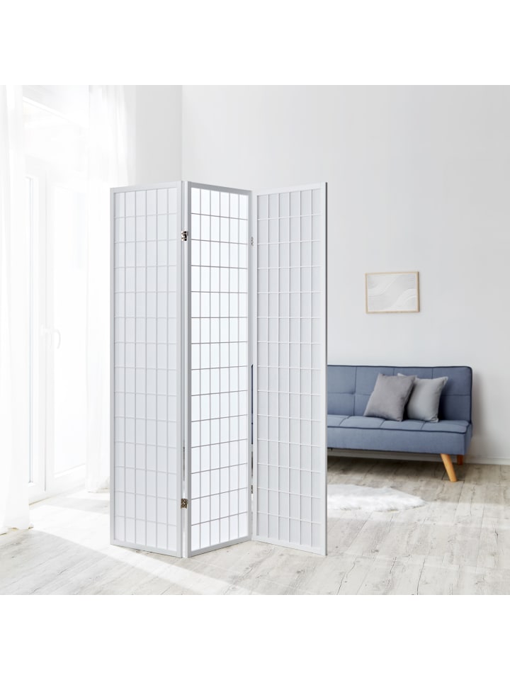 Homestyle4u 3-tlg. Paravent in Weiß 132x175 günstig kaufen onesize
