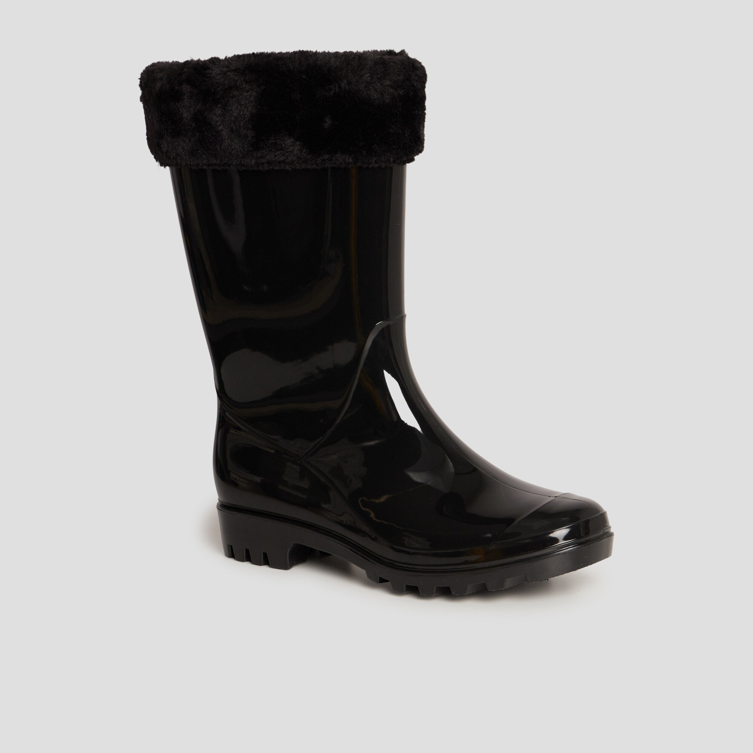 Bottes de pluie fourrées noir femme | La Halle