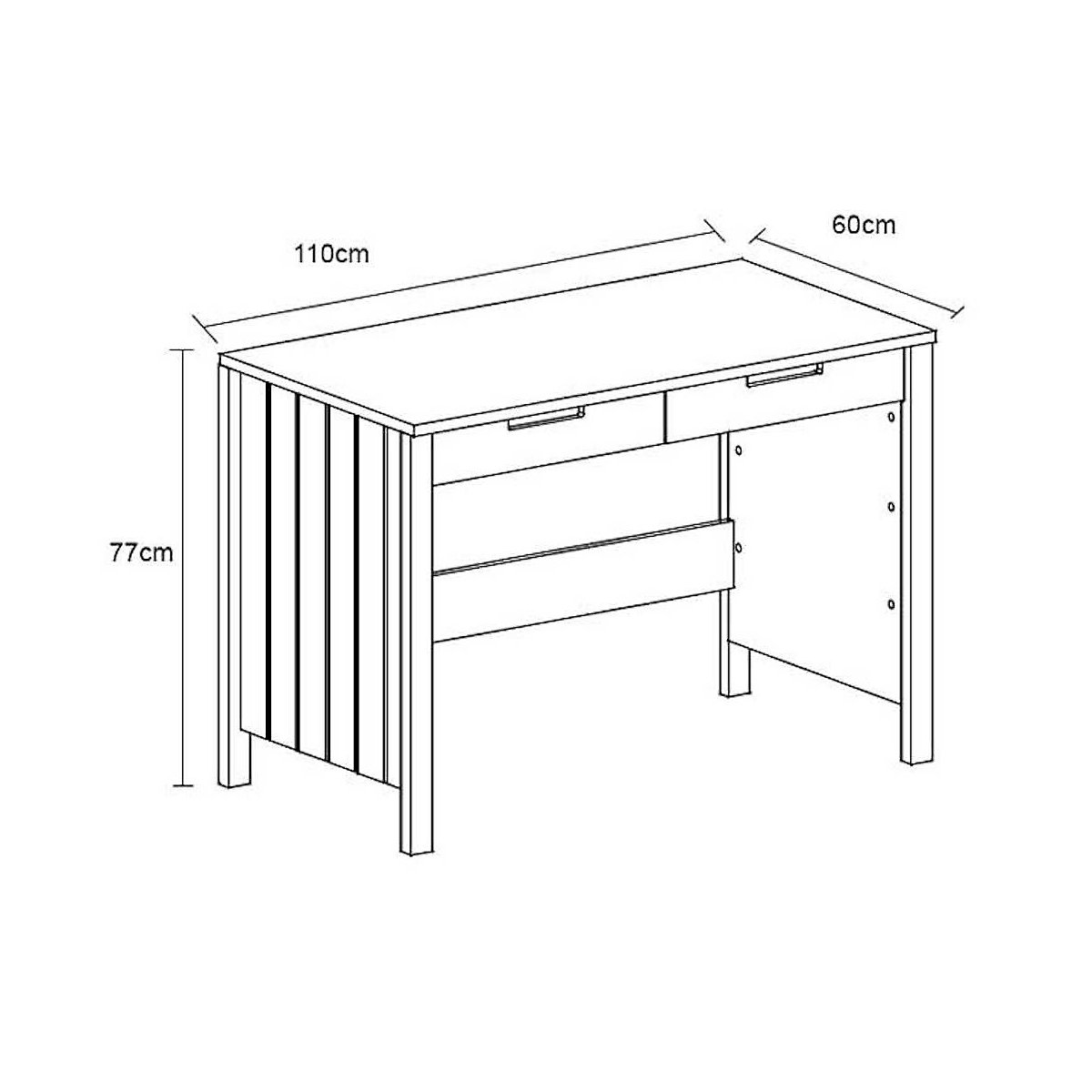 Schreibtisch Kinderschreibtisch Tomo 110x60x77cm Kiefer Massiv mit 2 Schubladen