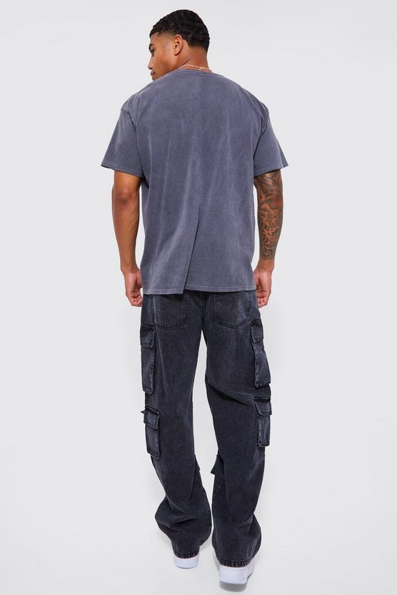 Lockere Cargo-Jeans mit Acid-Waschung
