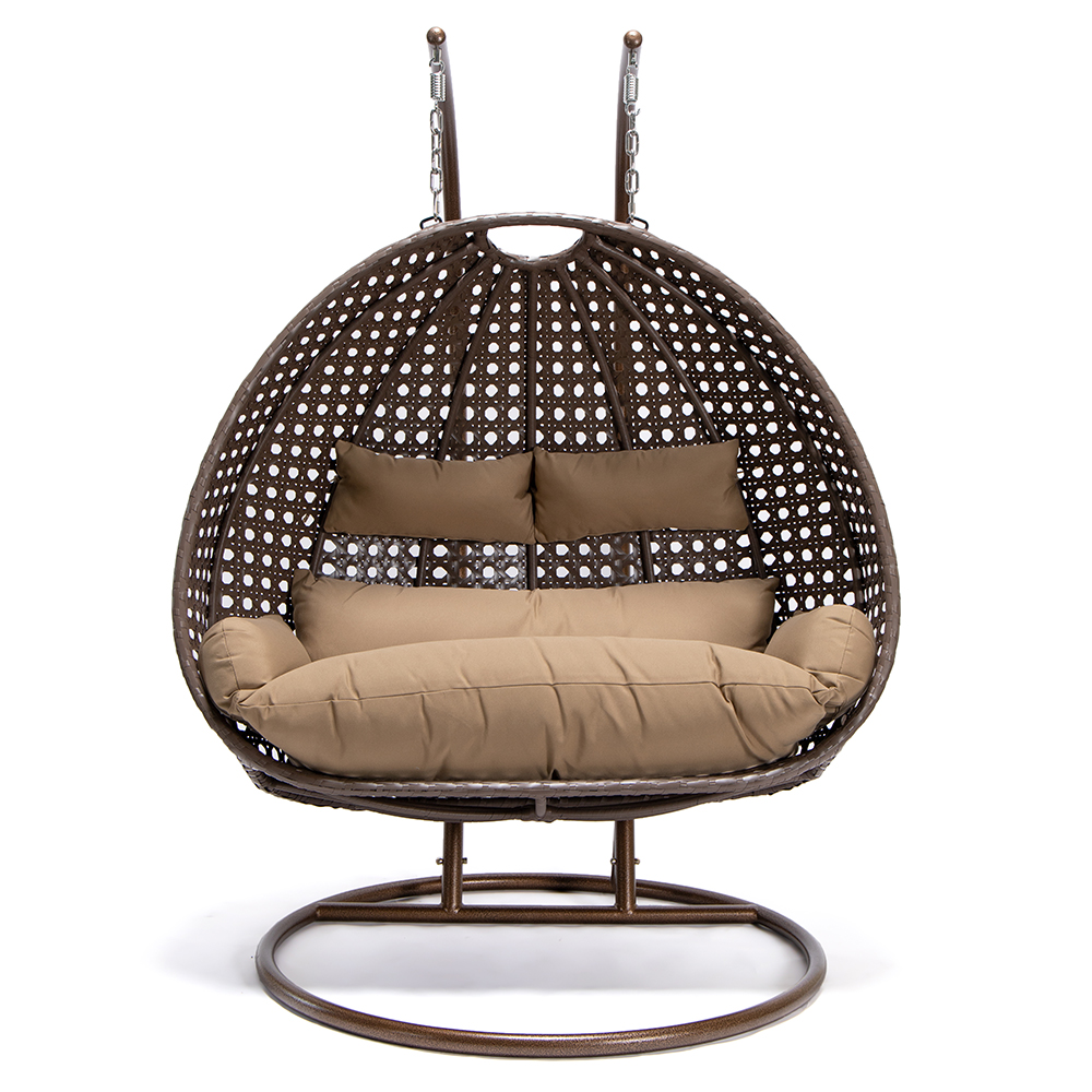 Home Deluxe Polyrattan Hängesessel TWIN Braun inkl. Regenabdeckung