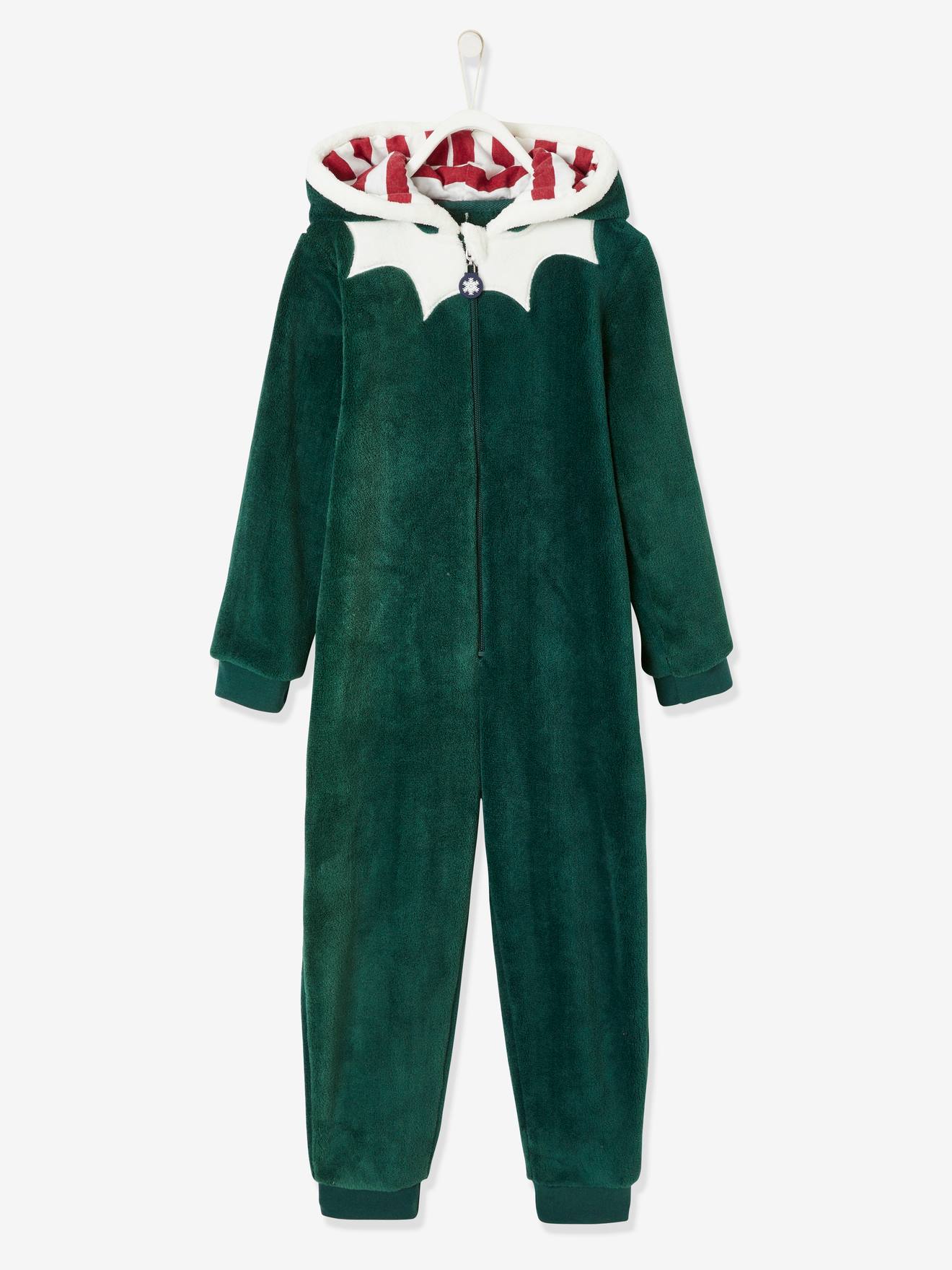 Vertbaudet Jungen Plüsch-Overall, Onesie WICHTEL - grün