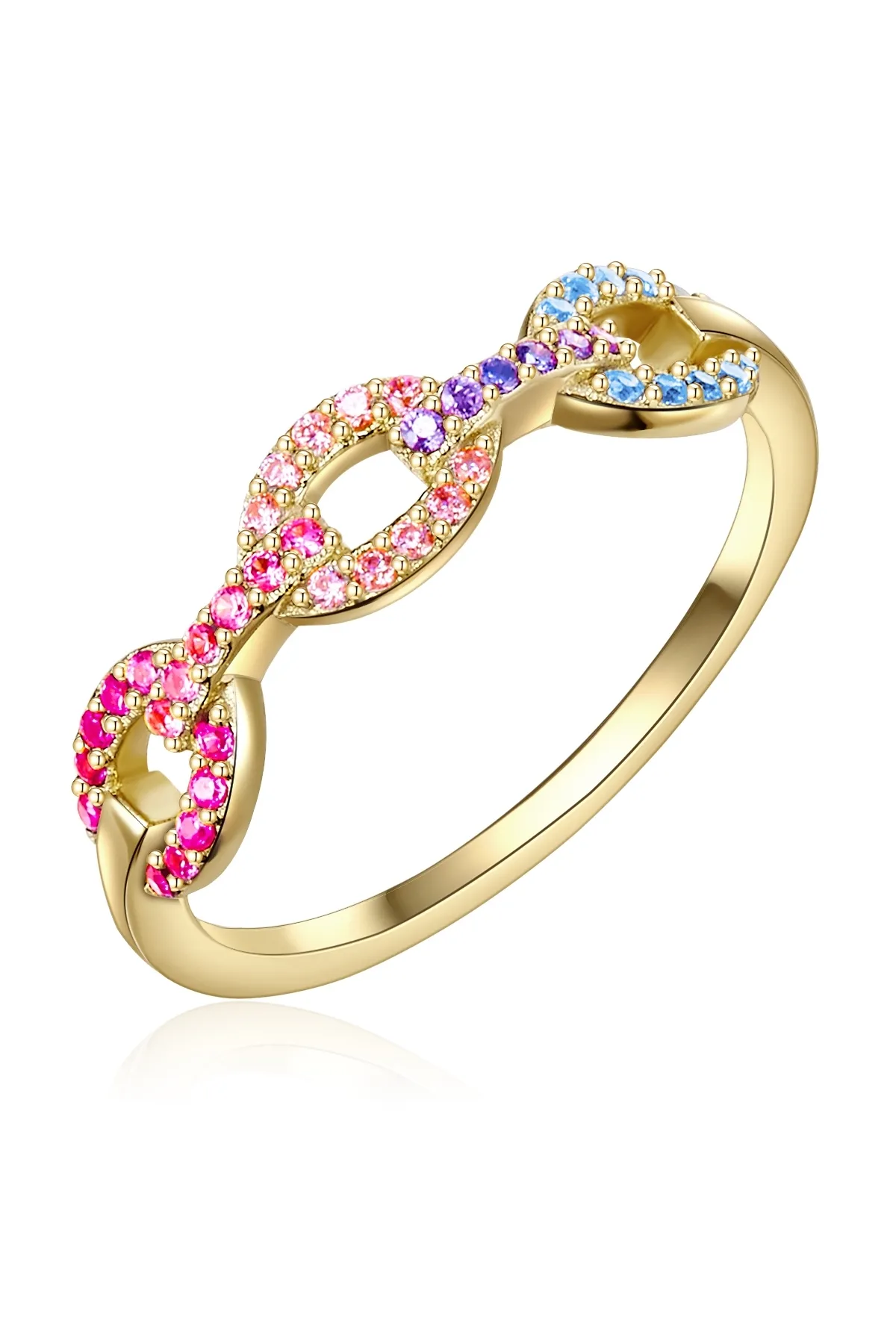 Lulu & Jane  Modeschmuckring Ring gelbgold Zirkonia bunt