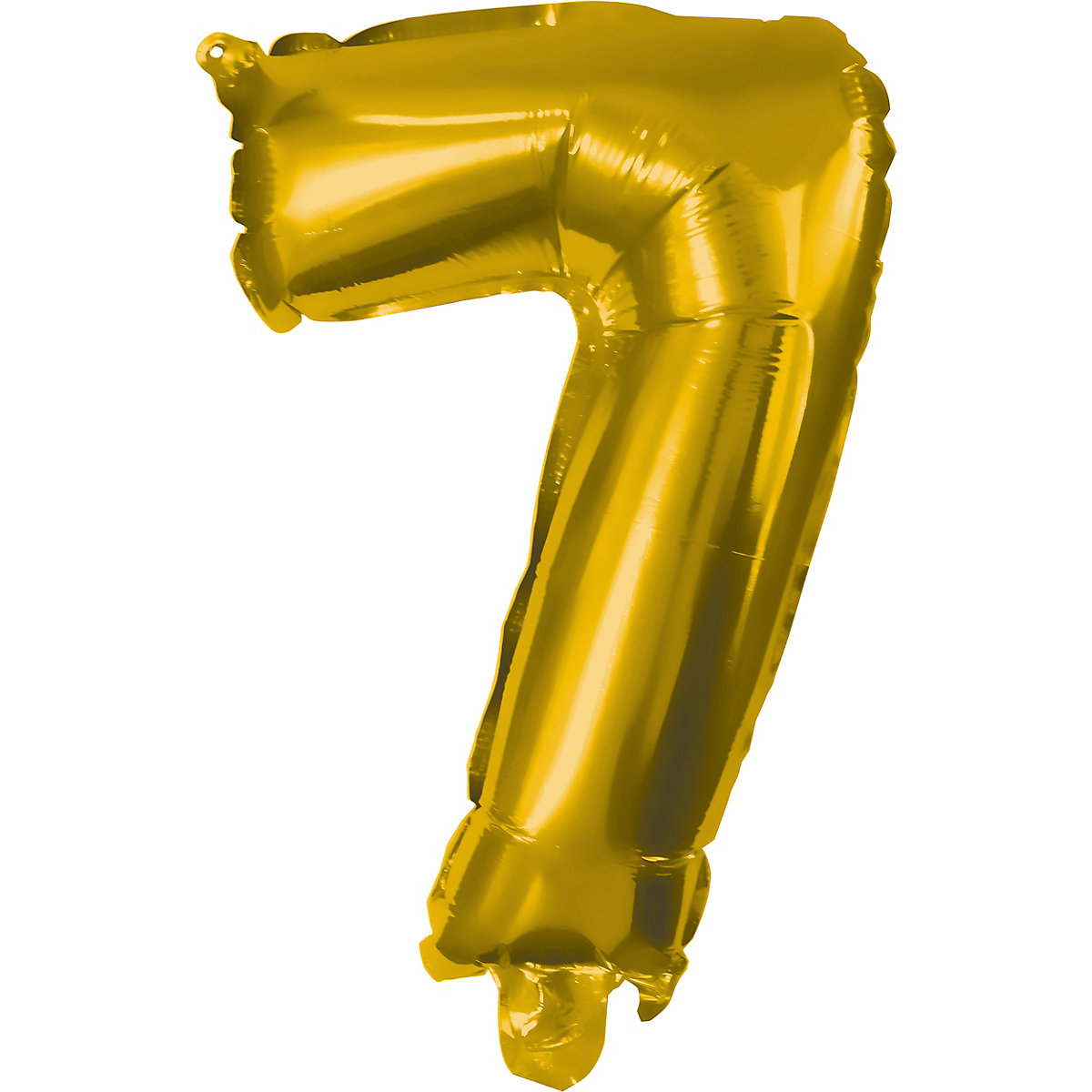 Folienballon Zahl 7 gold, 33 cm, inkl. Pustehalm