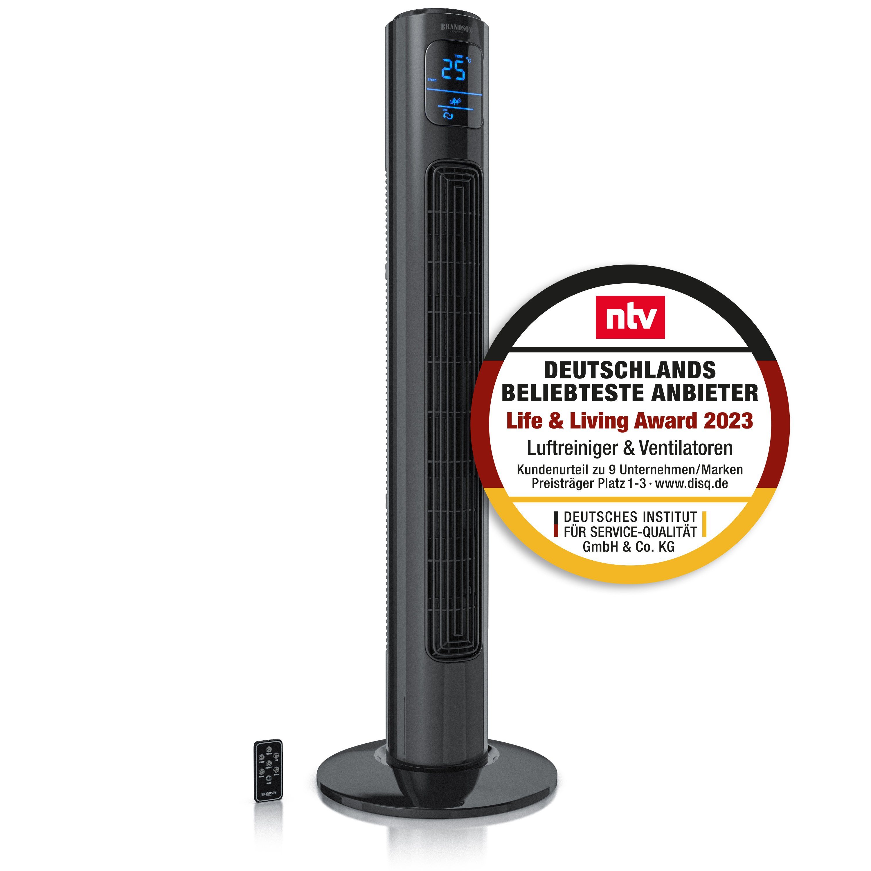 Brandson Turmventilator, 12 Geschwindigkeiten, DC, ECO, Timer, Oszillation, Fernbedienung