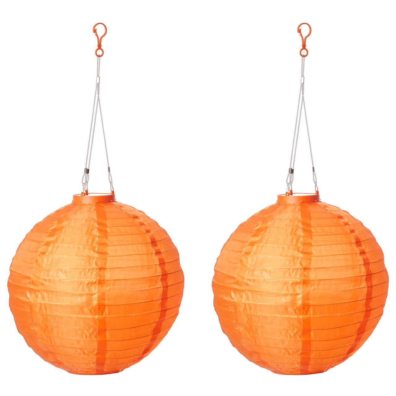 AMARE Solar Lampion XXL 2er Set rund orange Ø ca. 30 cm mit 1 warmweißen LED