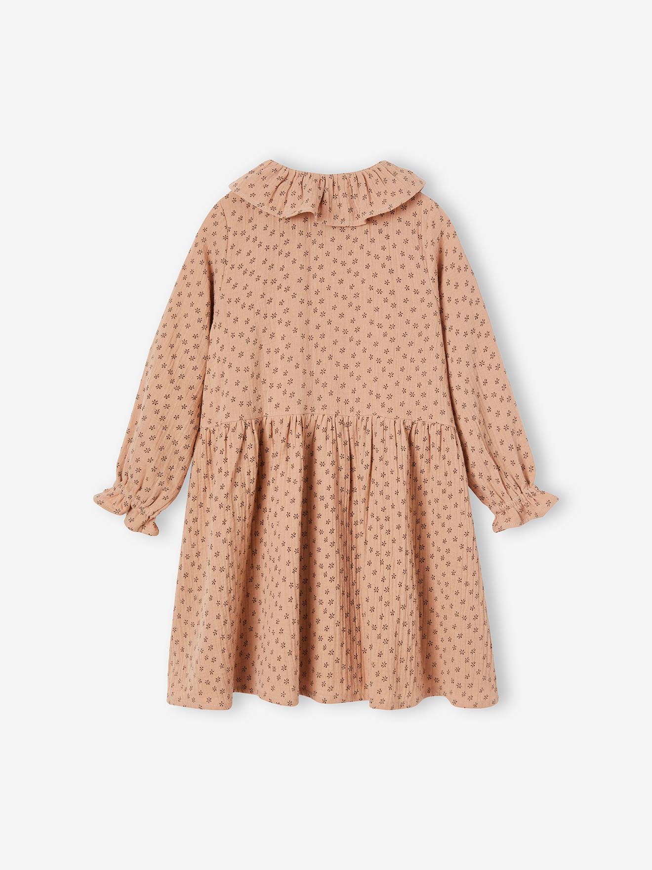 Vertbaudet Mädchen Musselinkleid - pulver beige