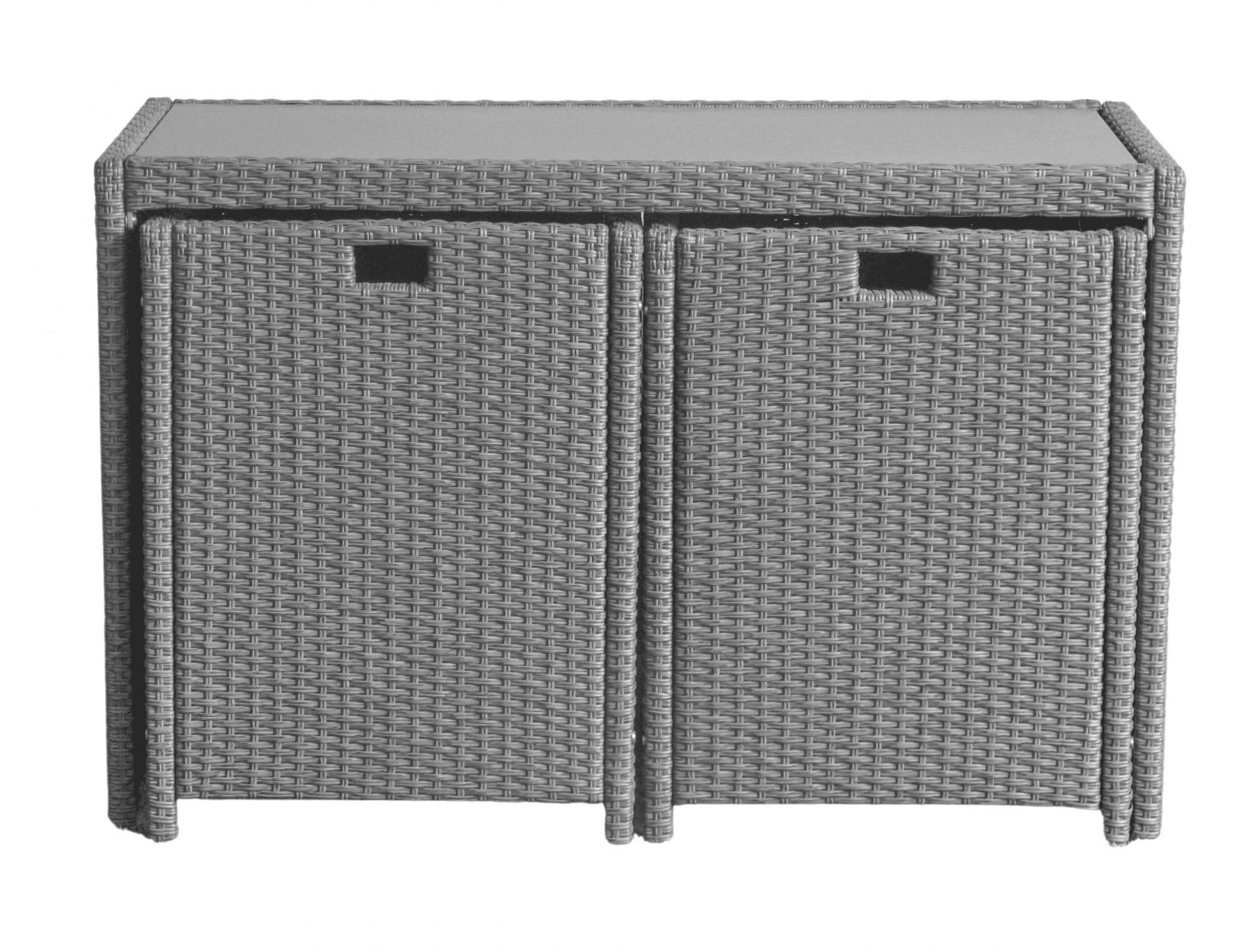dasmöbelwerk Balkonset Balkonset XL 5tlg. Terrassenset Steingrau, lässt sich bei Nichtnutzung platzsparend ineinanderschieben