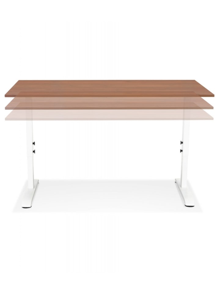 KADIMA DESIGN Höhenverstellbarer Schreibtisch aus Holz Metall | Modern Elegant in Braun-Weiß günstig kaufen