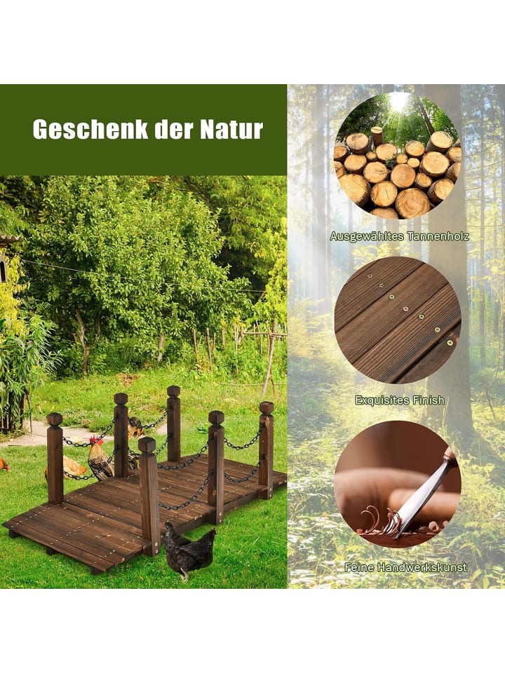 COSTWAY Gartenbrücke 151x67x55cm in Braun günstig kaufen onesize