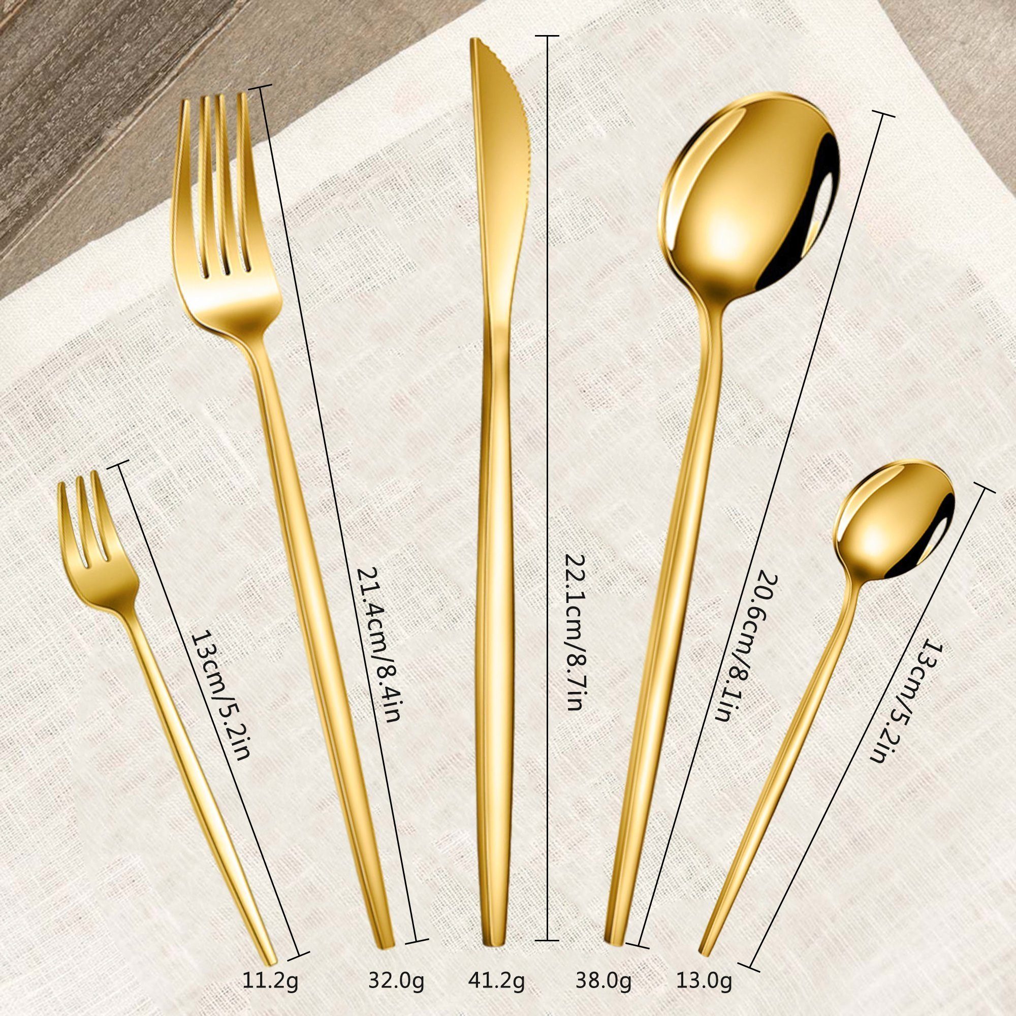 Vbrisi Besteck-Set Besteckset,30 Stück Edelstahl Besteck Set 6 Personen,Spiegelpoliert, Geeignet für Haus Restaurants Bankette Hochzeiten, spülmaschinenfest