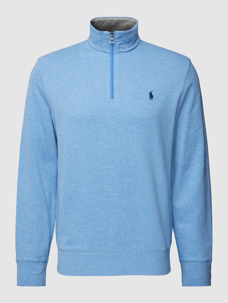Sweatshirt mit Viskose-Anteil und kurzem Reißverschluss in royalblau