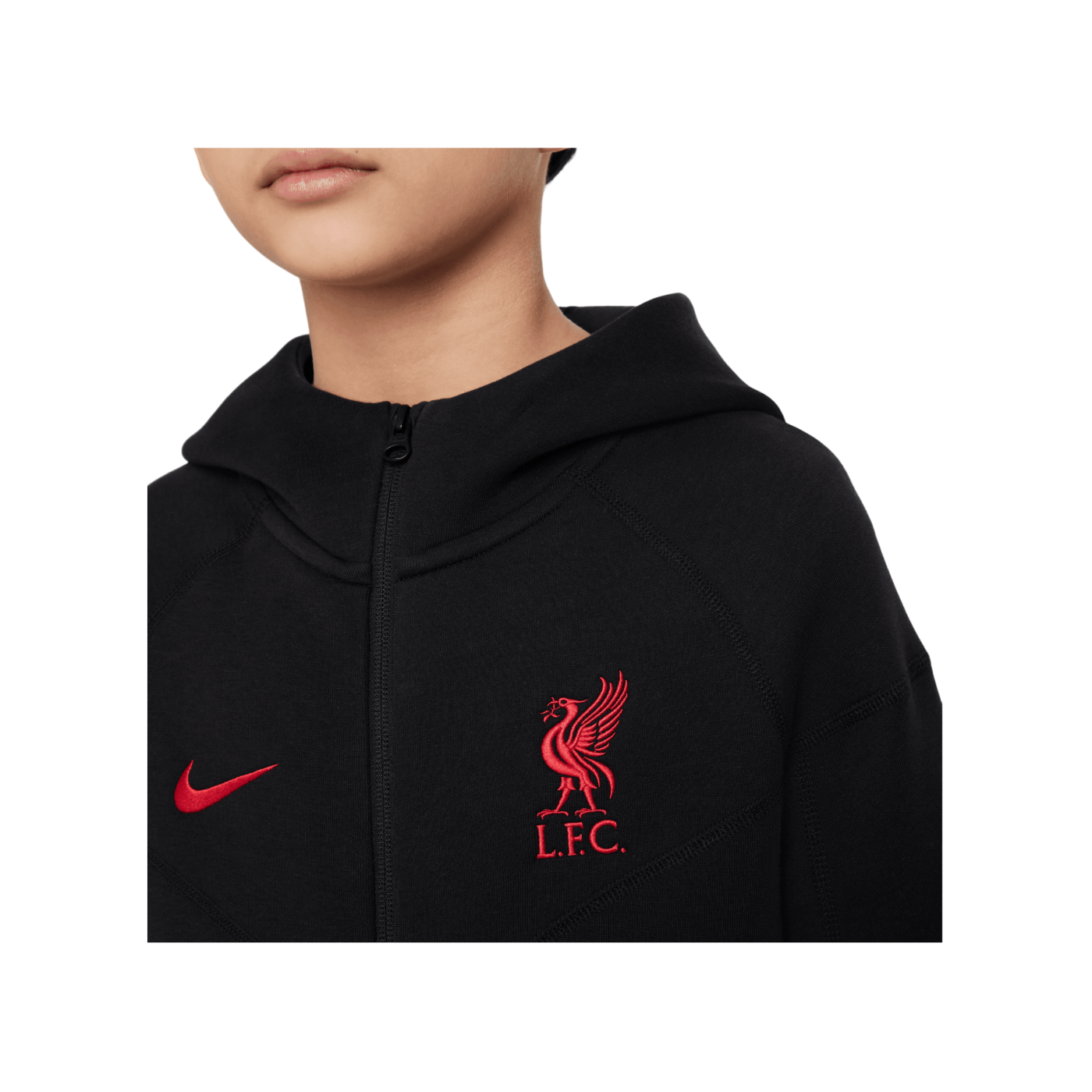 Nike FC Liverpool Tech Fleece Kapuzenjacke Kids Schwarz F010