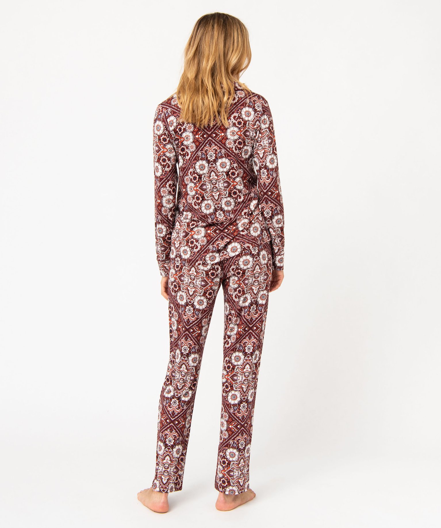 Pyjama deux pièces : chemise et pantalon femme imprime | GEMO