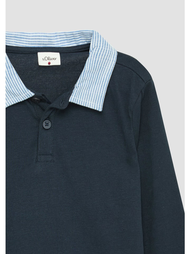 s.Oliver Polo-Shirt langarm in Blau günstig kaufen