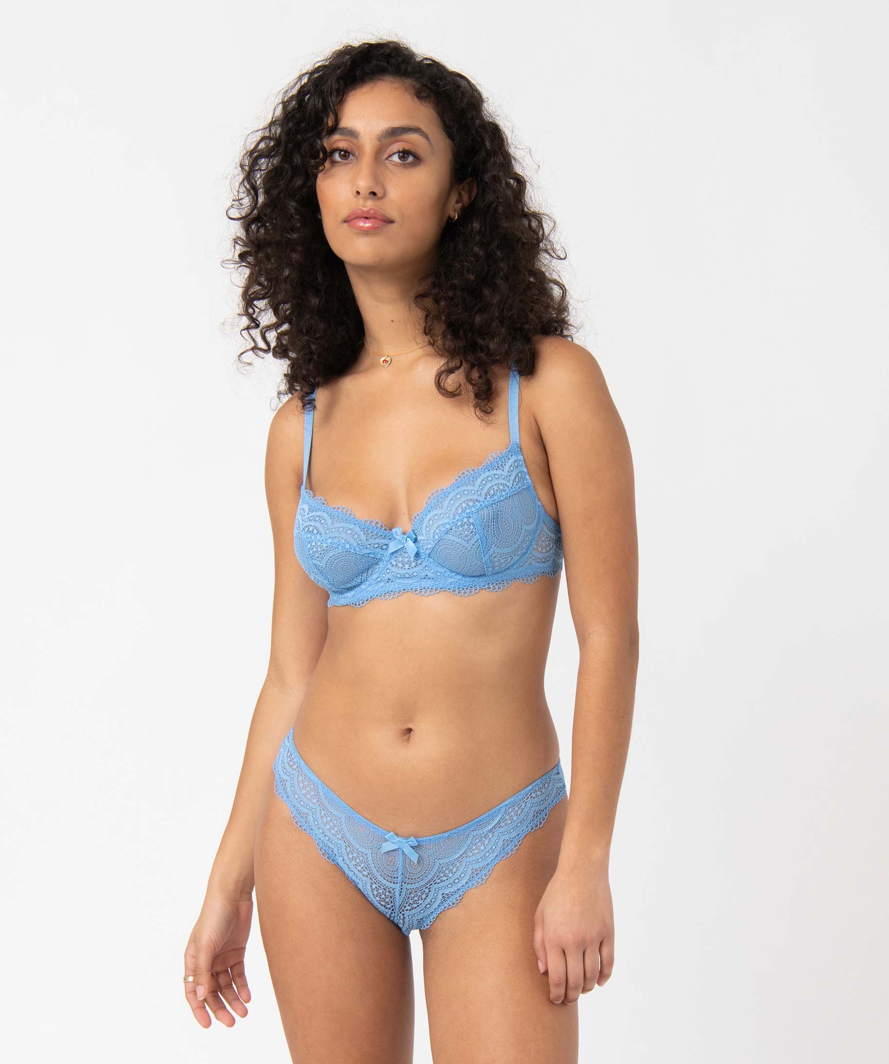 Culotte en dentelle et tulle femme (lot de 2) bleu | GEMO