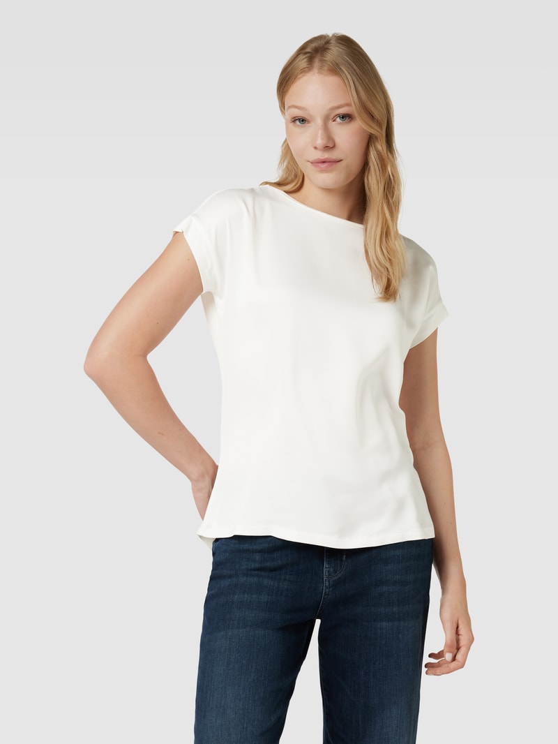 T-Shirt in Satin-Optik in offwhite
