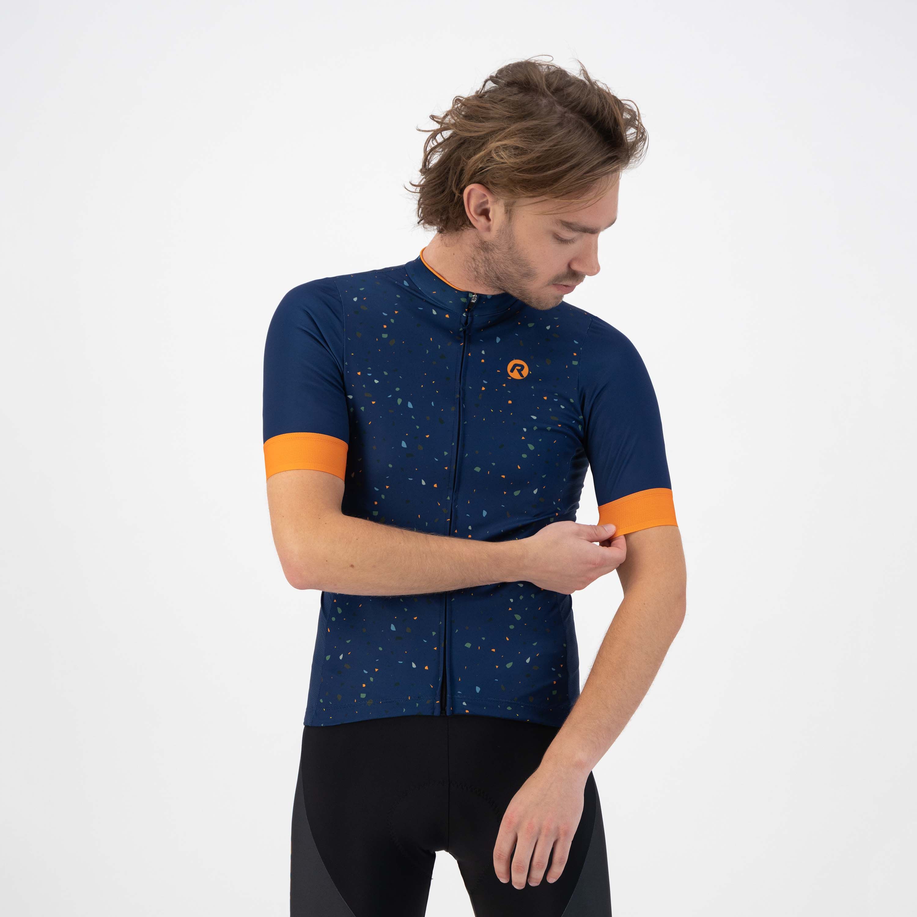 Rogelli Terrazzo Blau/Orange Herren Radtrikot Kurzarm