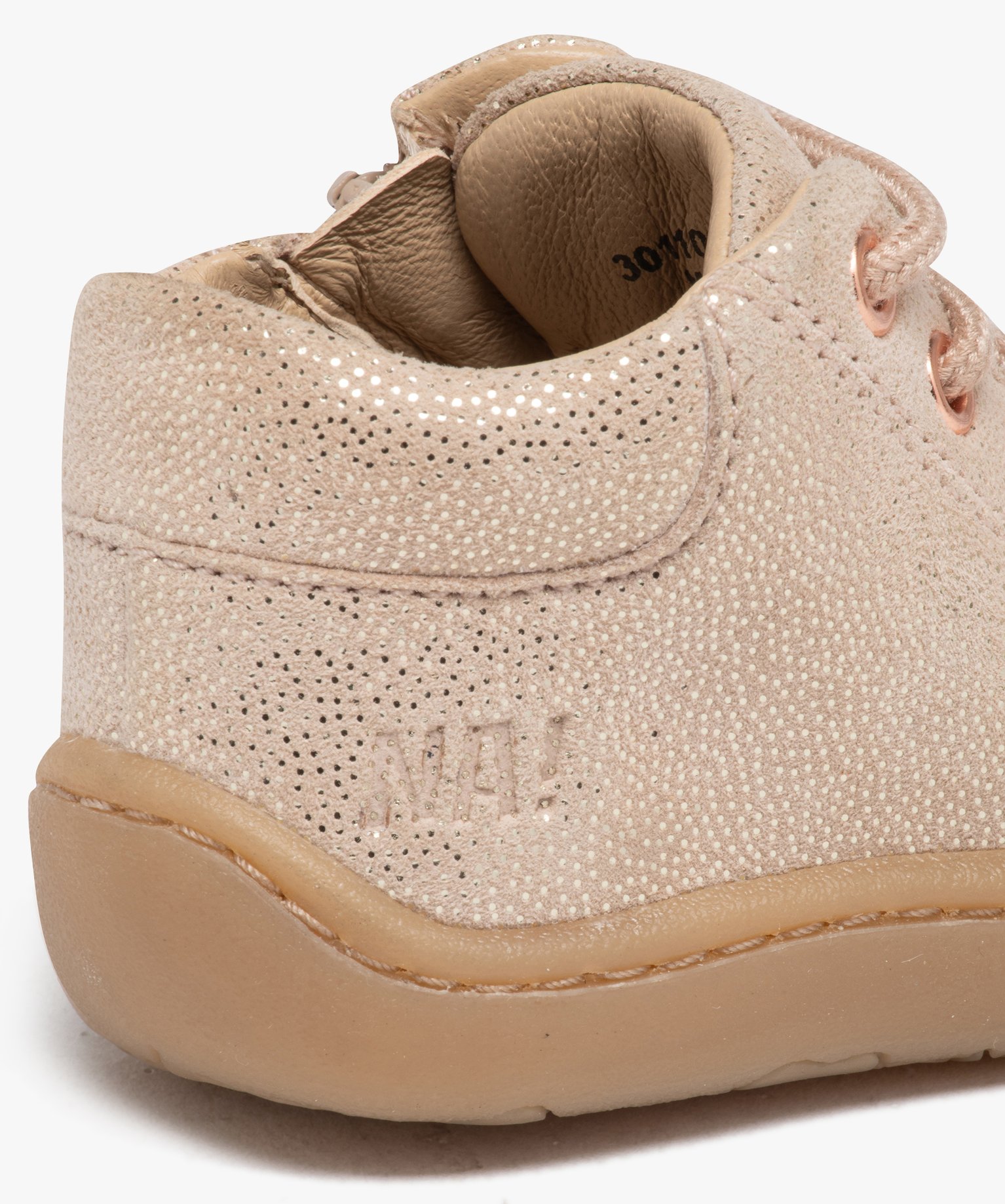 Chaussures premiers pas bébé fille en cuir à paillettes a... beige | GEMO
