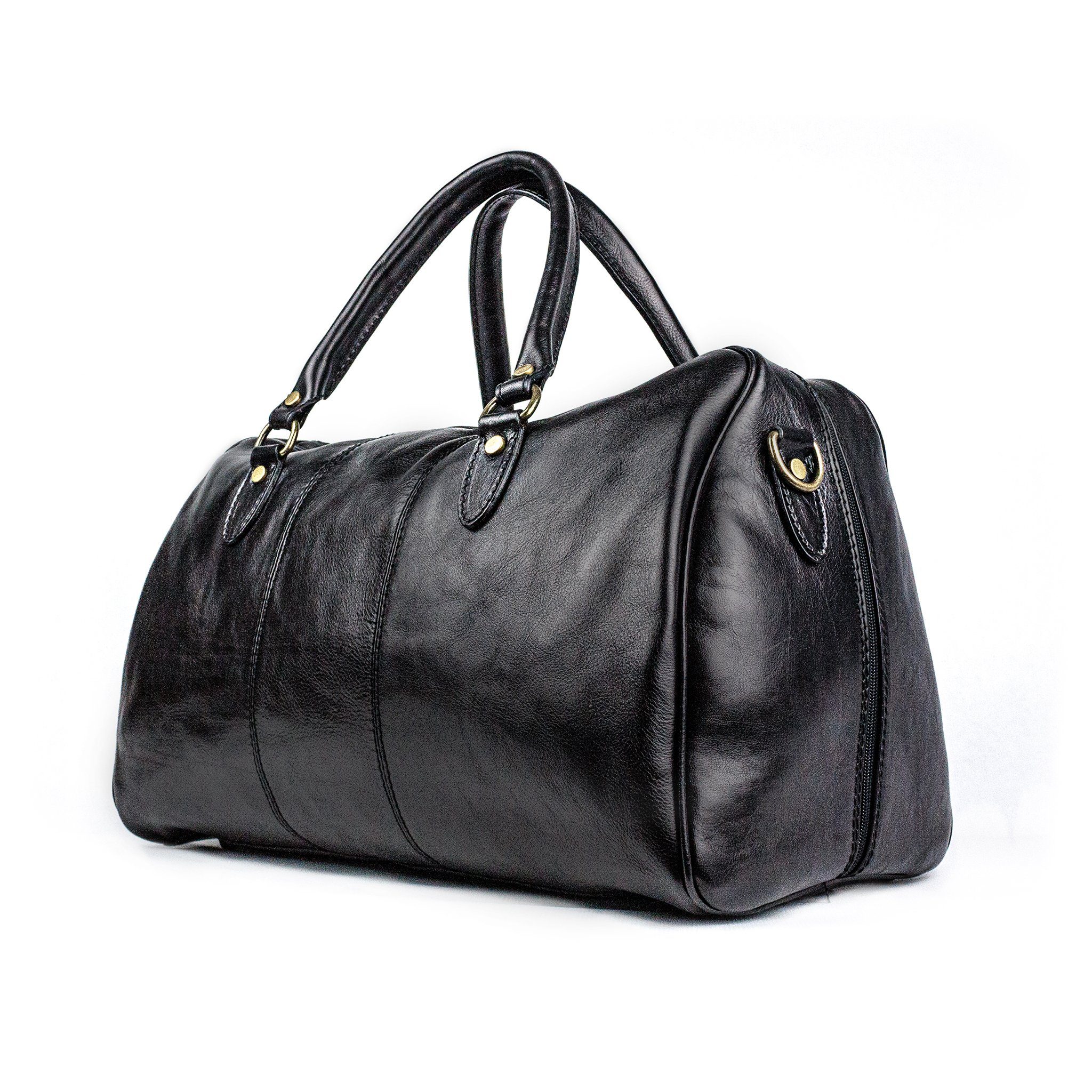 lePelou Weekender MATTEO, echt Leder, Made in Italy, abnehmbarer Umhängeriemen, silbernes Metall