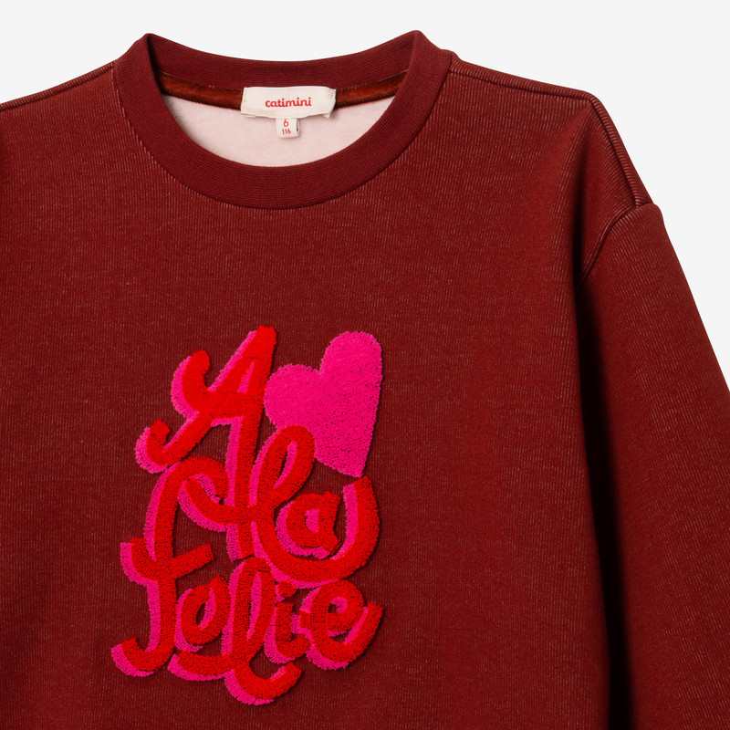 Sweat fille message 3D terracotta Catimini