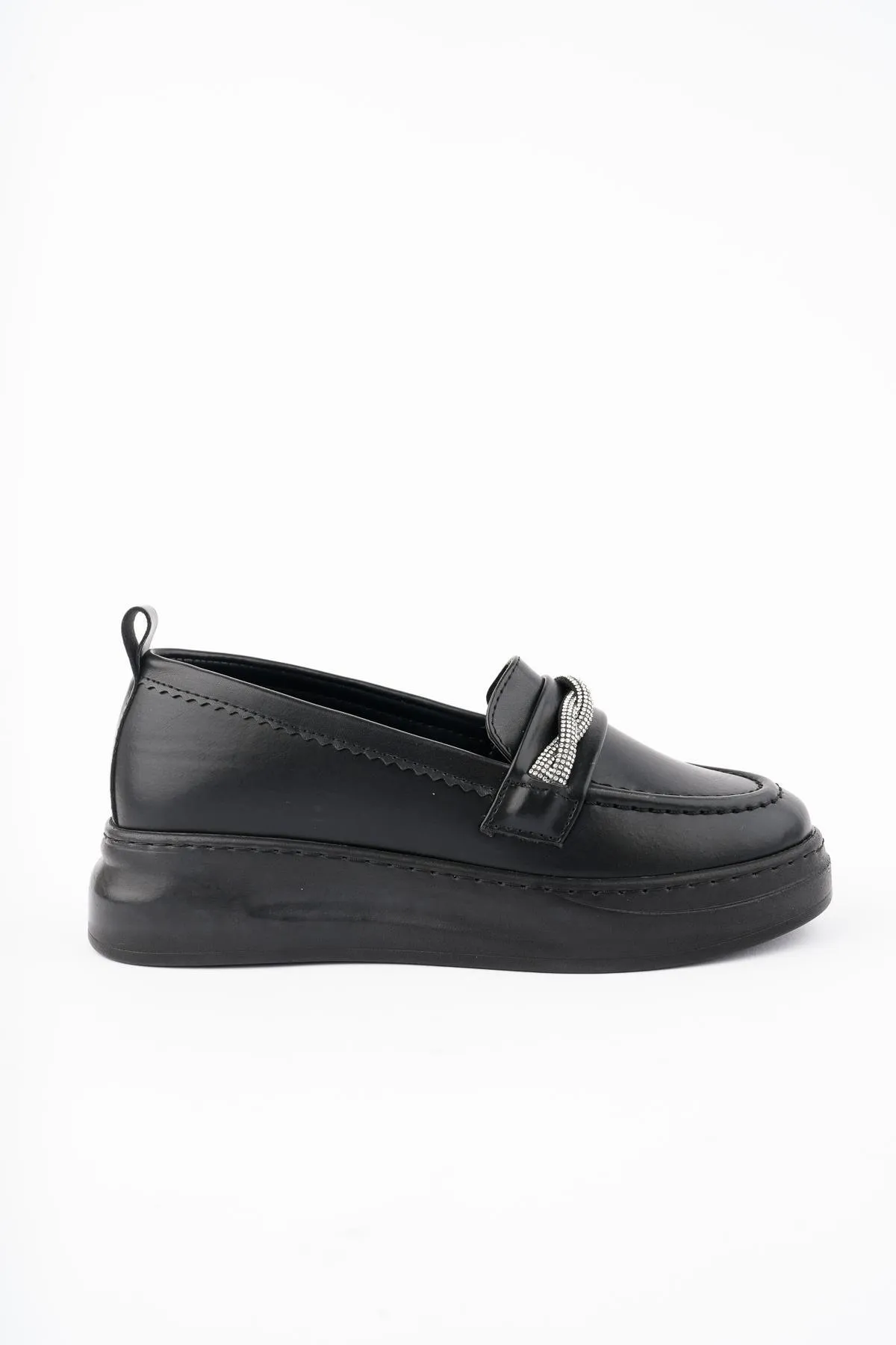 MUGGO  Lucky Guaranteed Damen-Loafer, ovale Zehenpartie, dicke Sohle, Stein, täglicher Mokassin