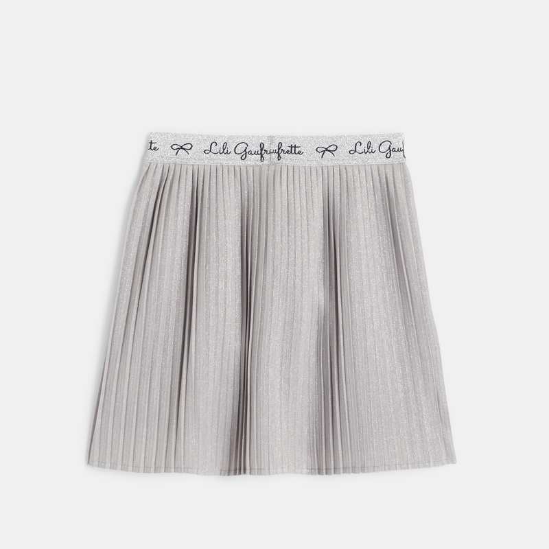 Jupe plissée brillante fille grise Lili Gaufrette