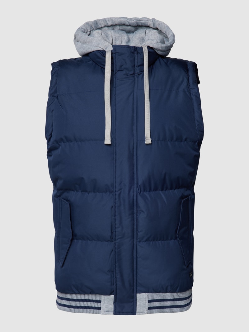 Steppweste mit Label-Patch in royalblau