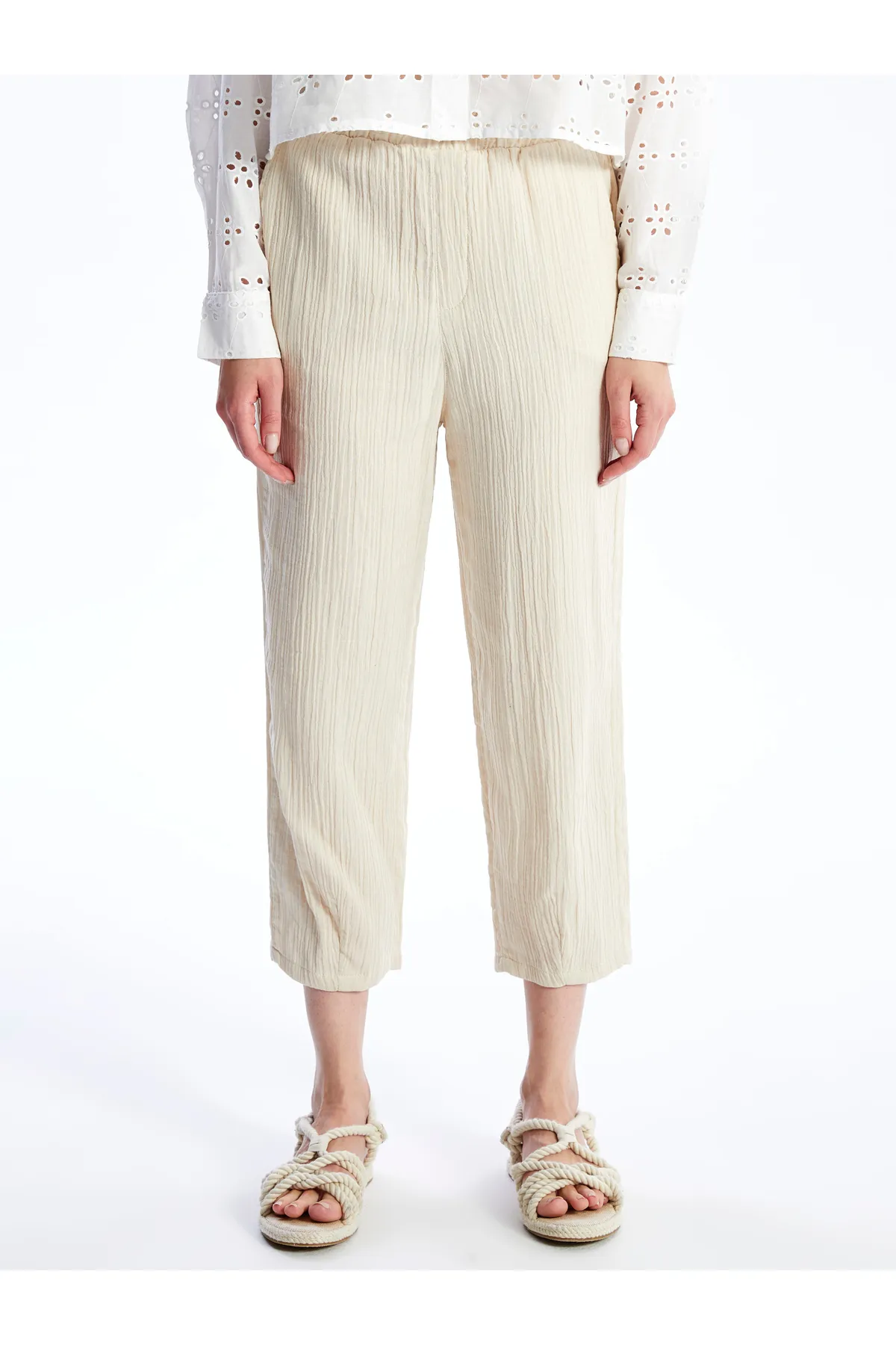 LC Waikiki  Bequem sitzende Musselin-Damenhose mit elastischem Bund