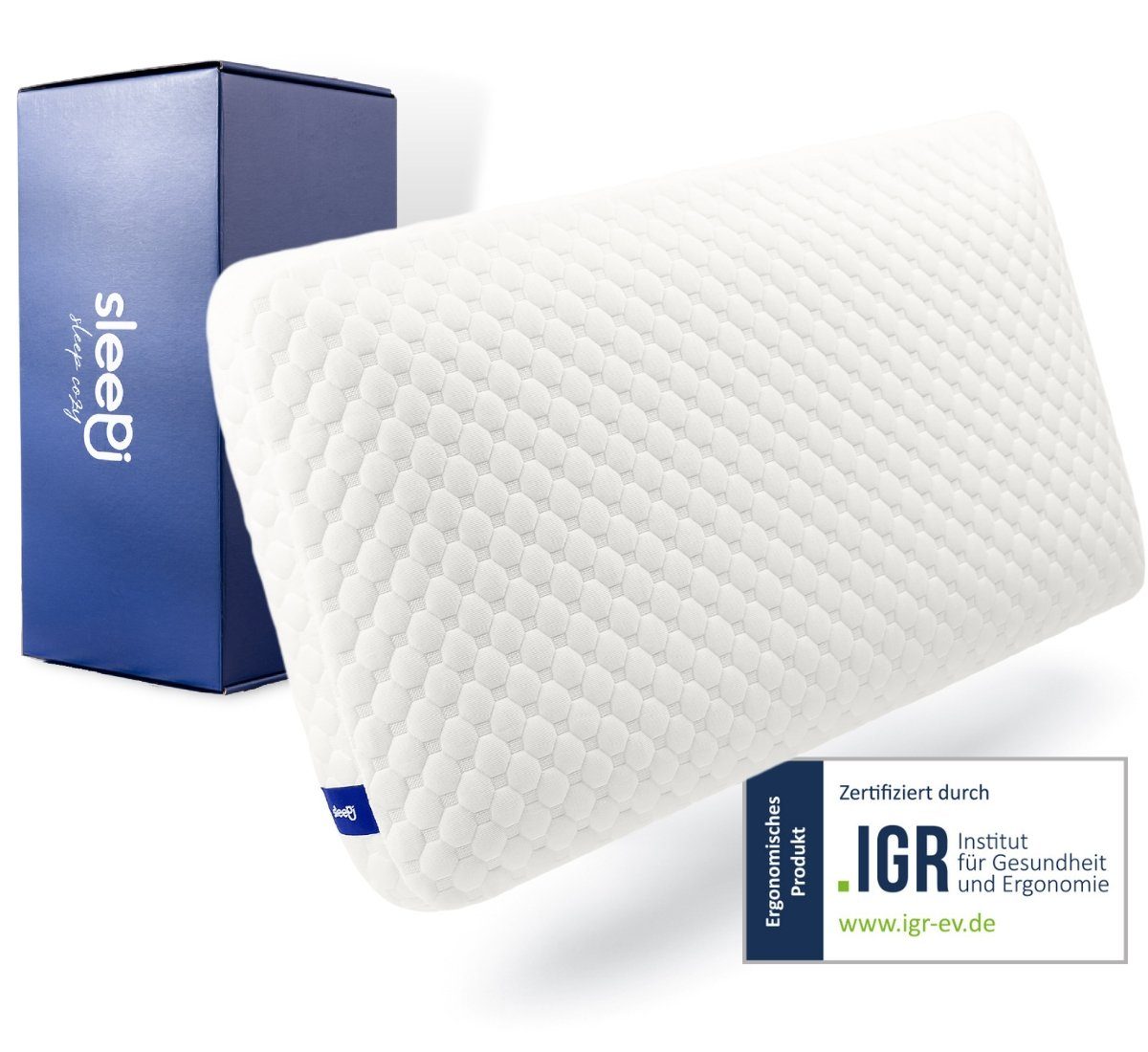 Nackenstützkissen Comfort, SLEEPI, Füllung: Visco-Memory Foam, Bezug: TENCEL®, Rückenschläfer, Seitenschläfer, Bauchschläfer, Set, Innenbezug (100% Baumwolle) / Außenbezug (70% Microfaser / 30% Tencel), Optimale Druckentlastung & Nackenunterstützung