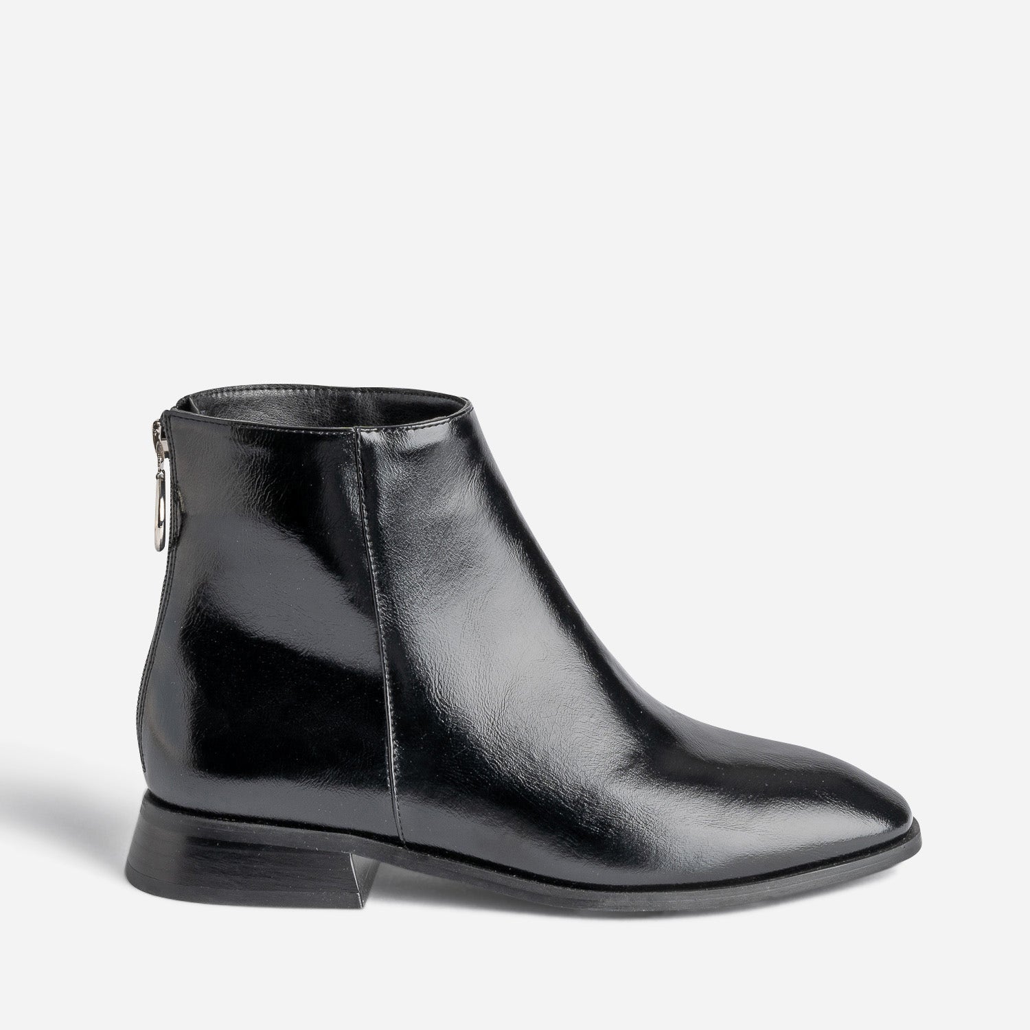 Boots noir glacé avec zip arrière
