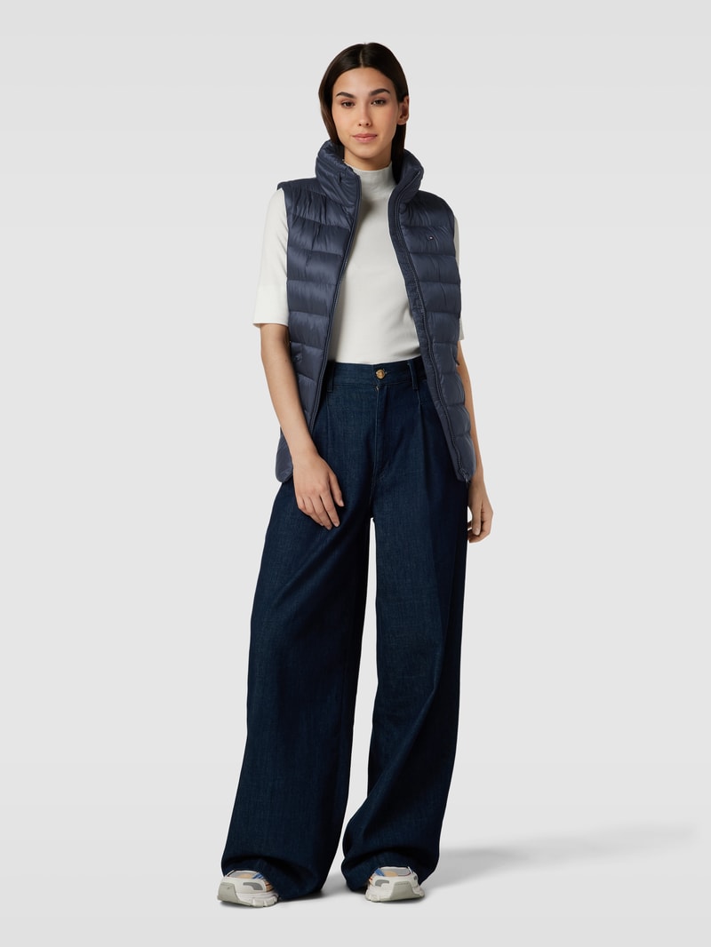 Steppweste mit Label-Stitching in marineblau