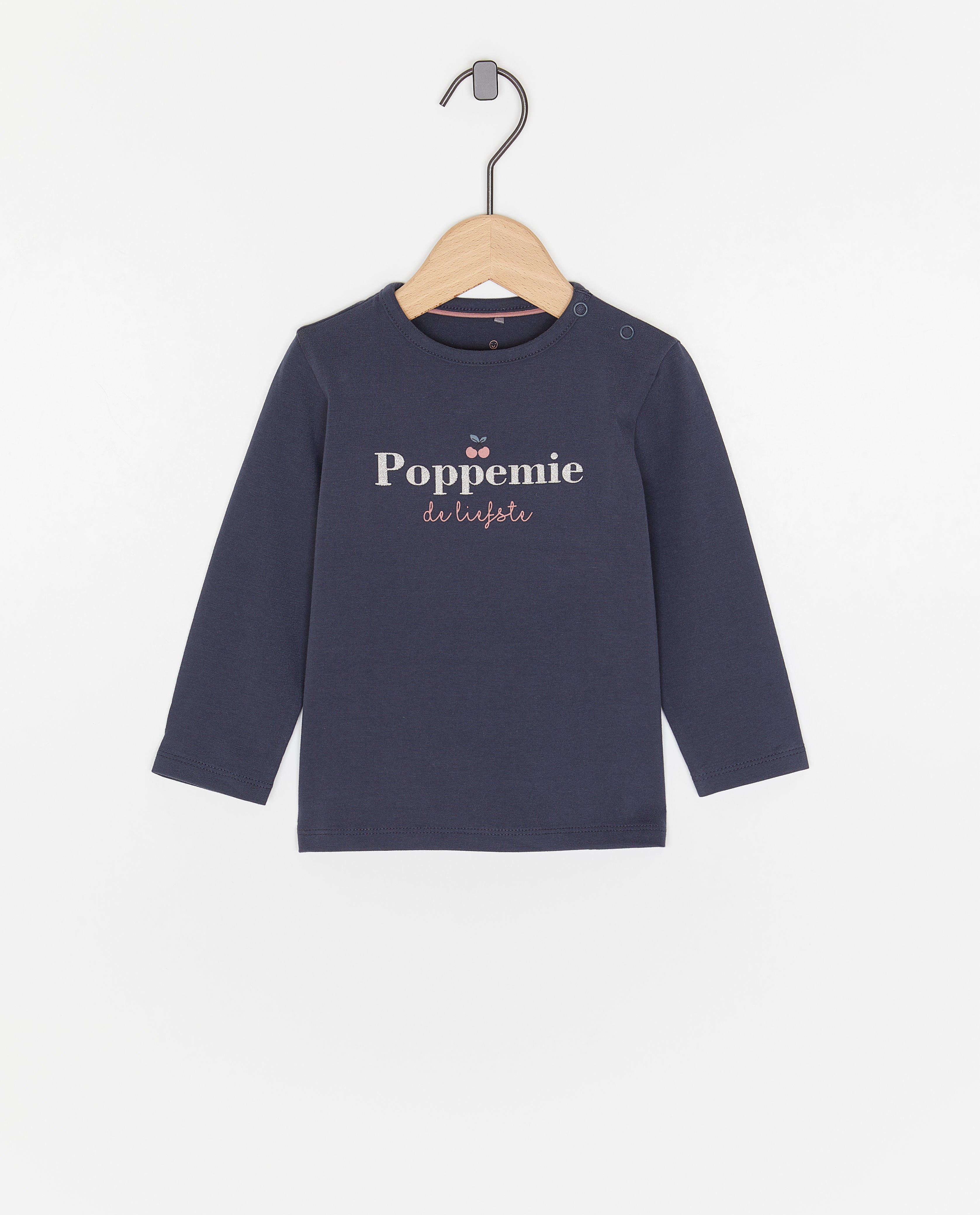 Tricou cu mânecă lungă Cuddles and Smiles cu inscripție, Poppemie albastru închis