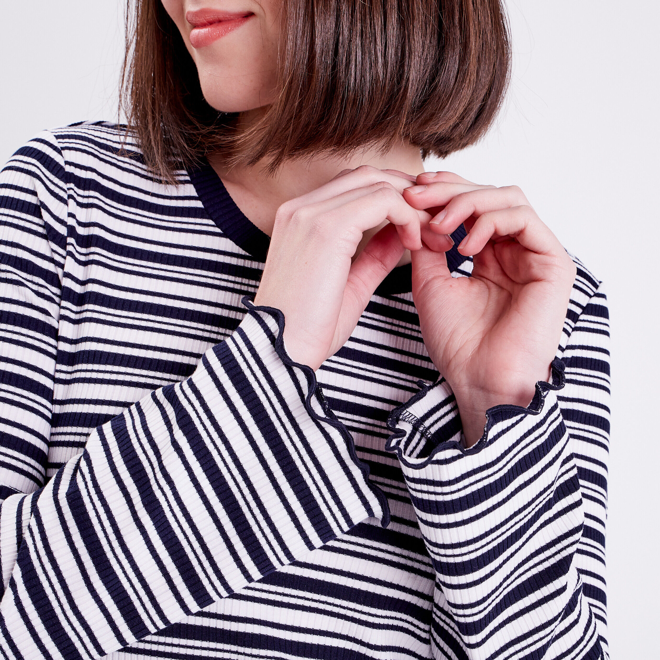 T-shirt manches longues bleu marine femme | Cache Cache