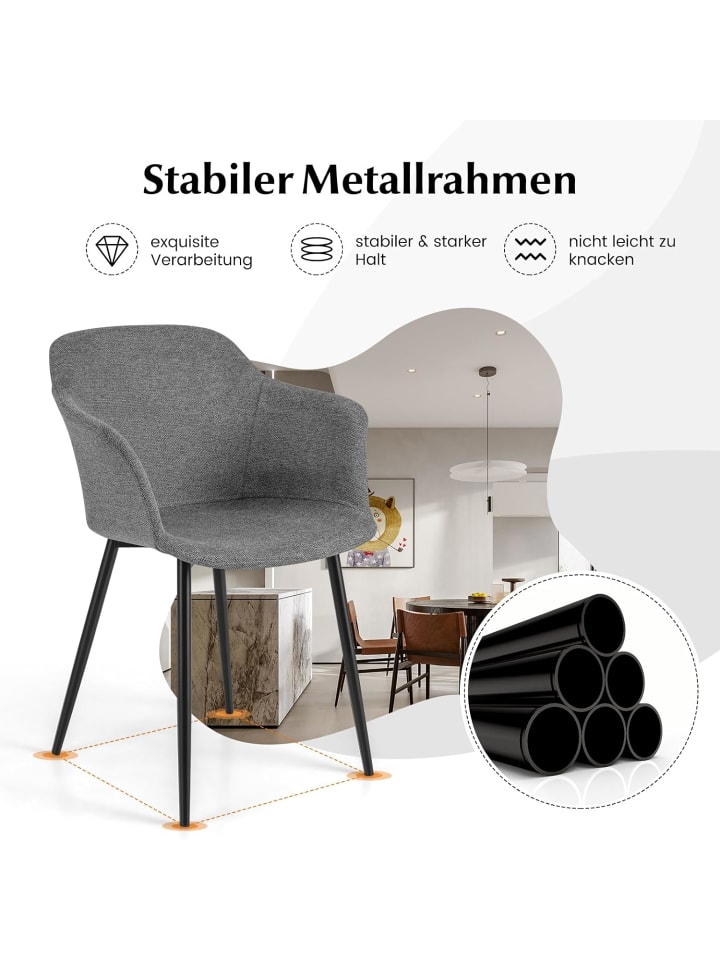 COSTWAY Esszimmerstühle 2er Set in Anthrazit günstig kaufen onesize