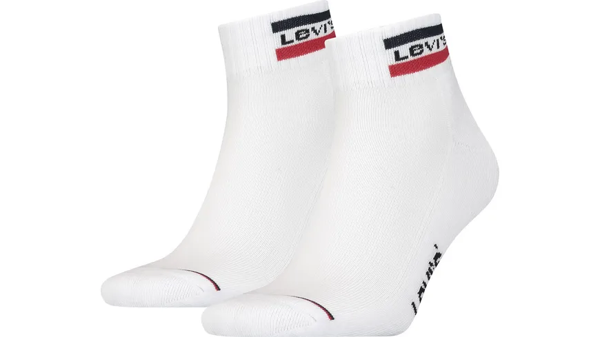 Levis Unisex Sportsocken Kurzsocken Mid Low Cut Logo 2er Pack white / white