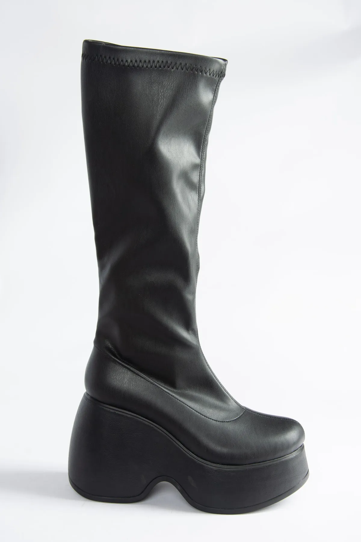 Fox Shoes  Schwarze Stretch-Damenstiefel mit Keilabsatz N973444409
