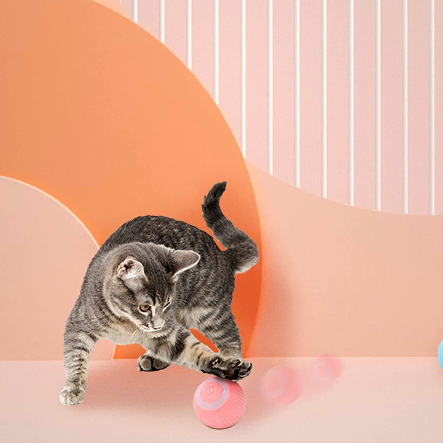 Tier-Intelligenzspielzeug Interaktives Katzenspielzeug Ball, Katzenball mit LED-Licht, USB Wiederaufladbares, 360° Selbstdrehender Elektrisch Ball für Katzen