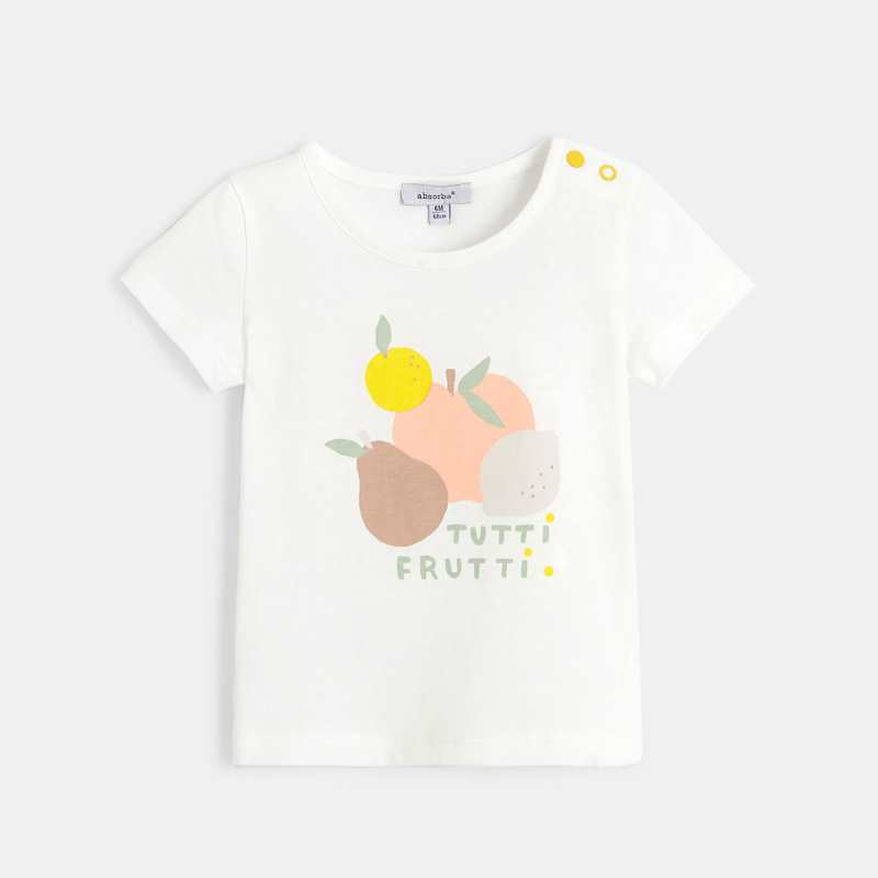 T-shirt manches courtes bébé fille en jersey blanc Absorba