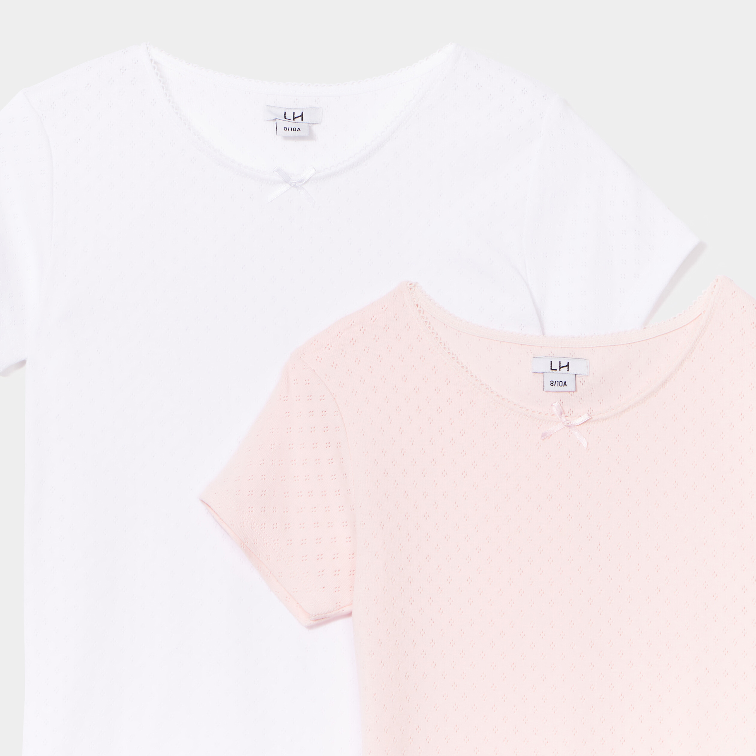 Lot 2 t-shirts manches courtes coton rose poudrée fille | La Halle