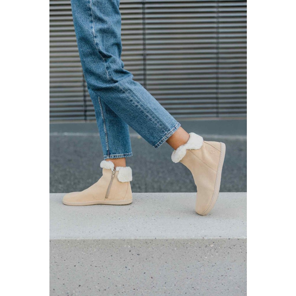 Shapen Fluffy Beige Winterbarfußschuhe