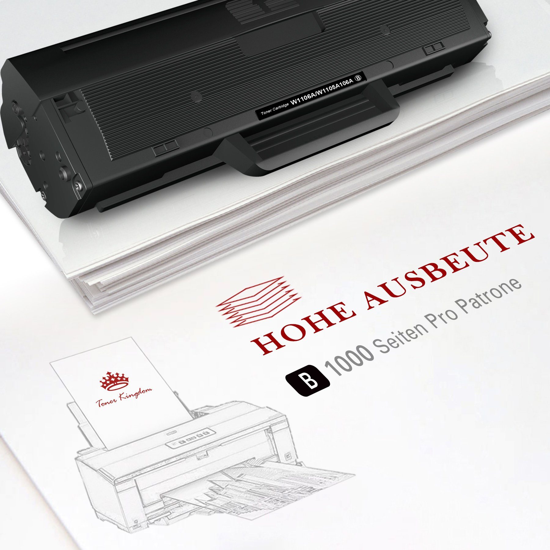 Toner Kingdom Tonerpatrone für HP 106A W1106A, (Mit chip, 1-St), Laser MFP 135a 135wg 137fnw 107a