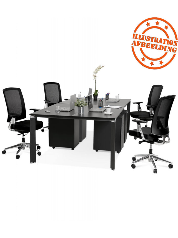 KADIMA DESIGN Konferenztisch Besprechungstisch aus Holz Metall | 140x140x74,6 cm in Schwarz günstig kaufen