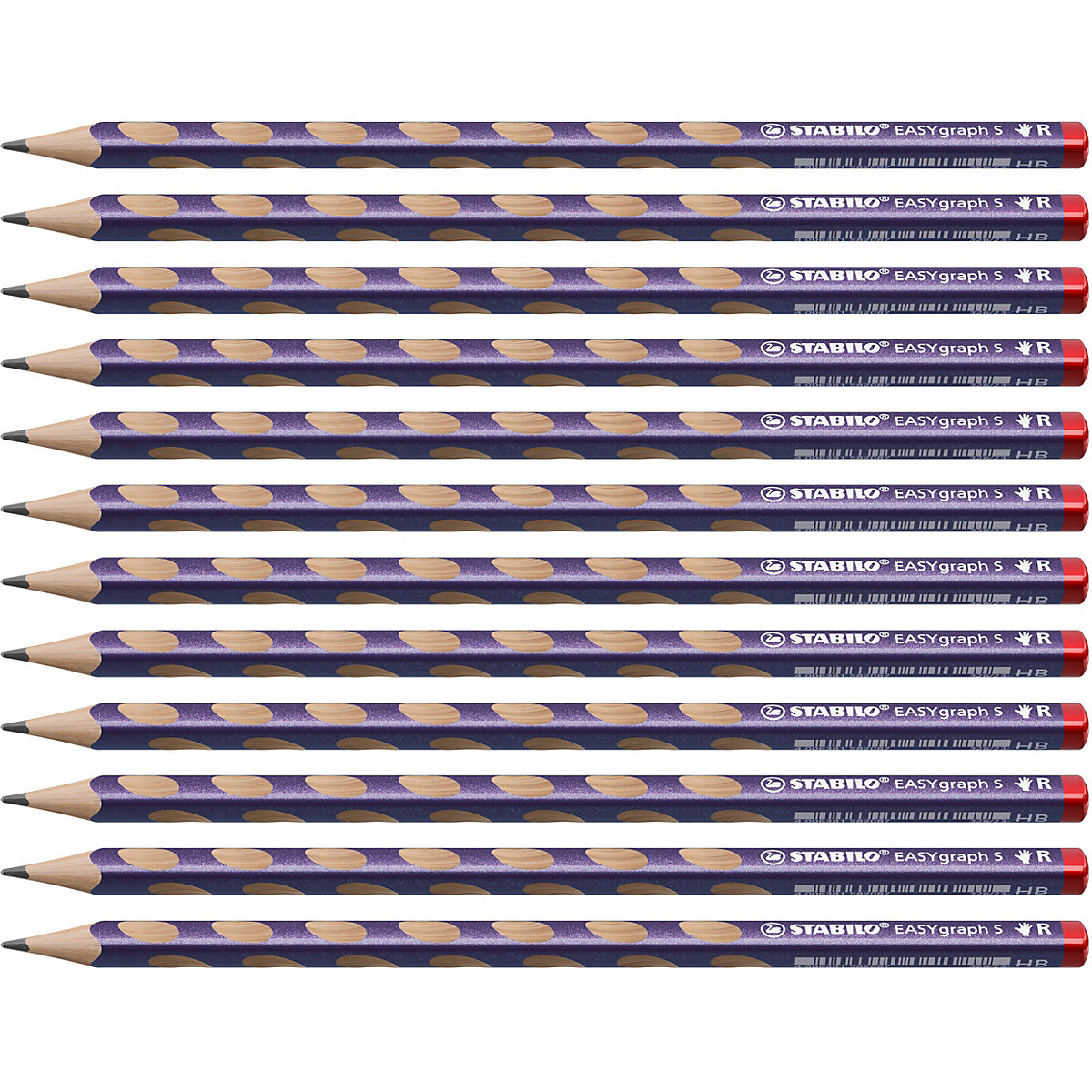 Dreikant-Bleistift EASYgraph S Metallic Edition HB metallicviolett Rechtshänder, 12 Stück