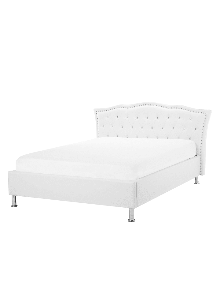 Beliani Doppelbett METZ in Weiß/Schwarz/Silber - (W) 168 x (H) 102 x (L) 217 cm günstig kaufen onesize